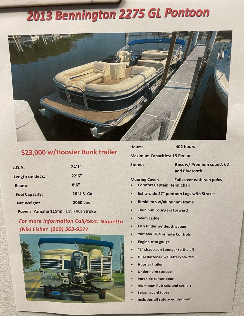 Pontoon Boat For Sale | 2013 Bennington 2275 GL in Berrien Sprgs, MI