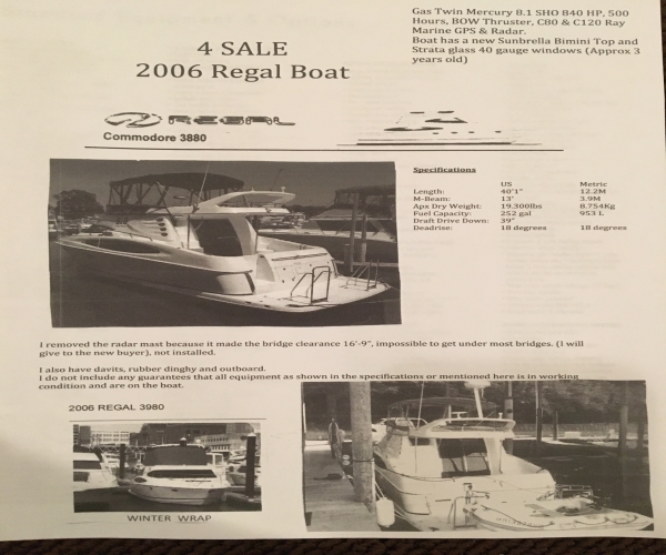 Used Boats For Sale in Beverley Bch, MD by owner | 2006 Regal Commodore 3880